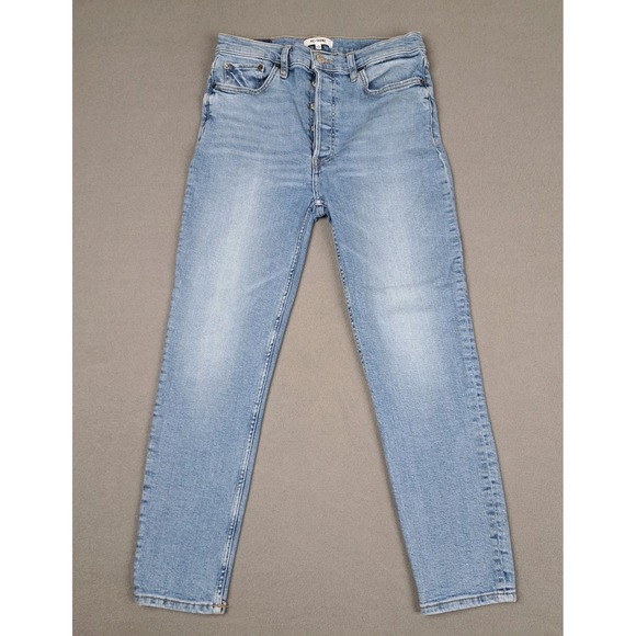 RE/DONE Jeans Women's 30 *Fits 27/4* Blue 90's High Rise Ankle Crop Button Fly - Picture 1 of 15